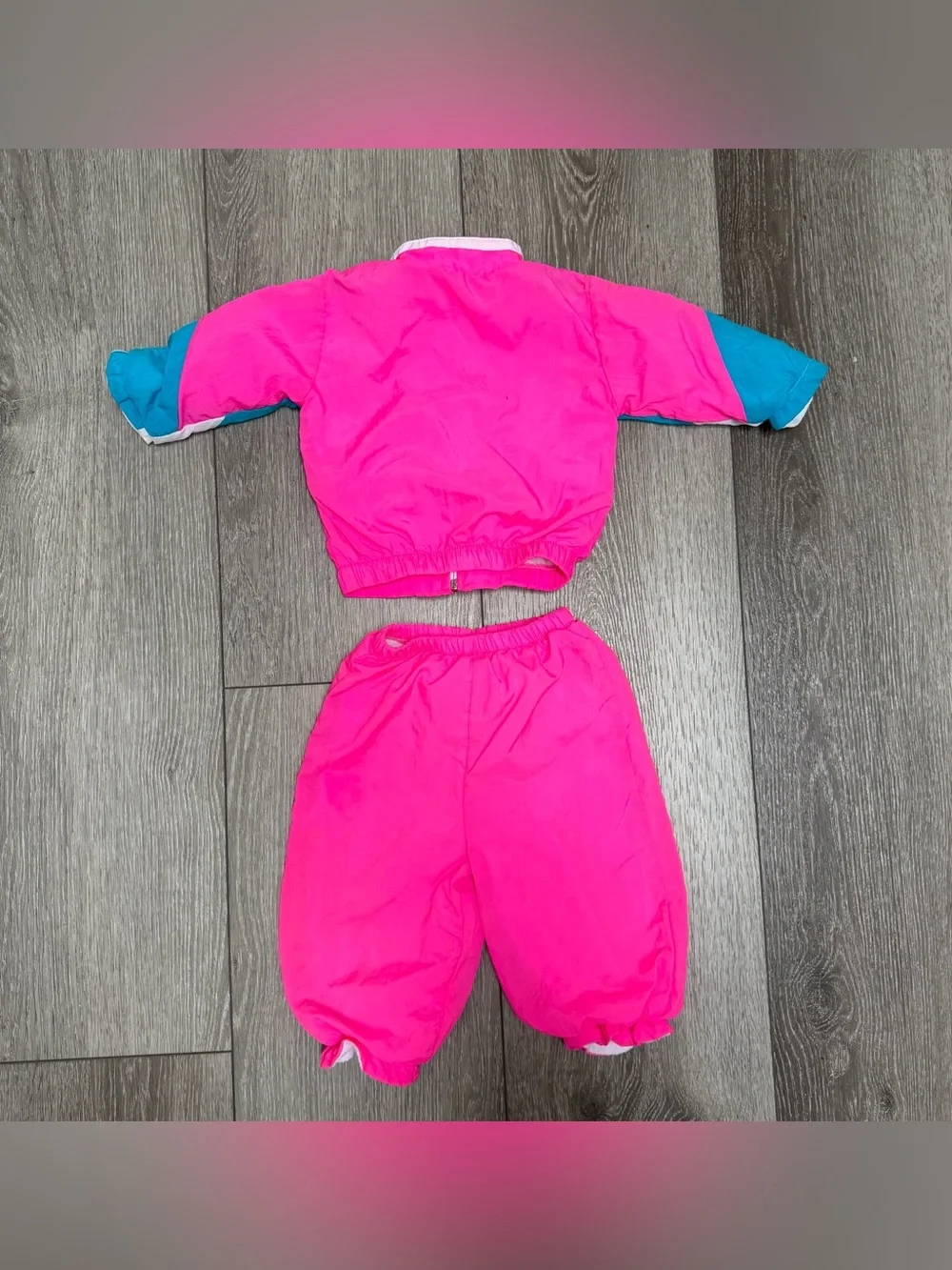 VINTAGE 80S 2PC BABYFAIR KIDS NEON TRACKSUIT SET COLORBLOCK WINDBREAKER USA 12M